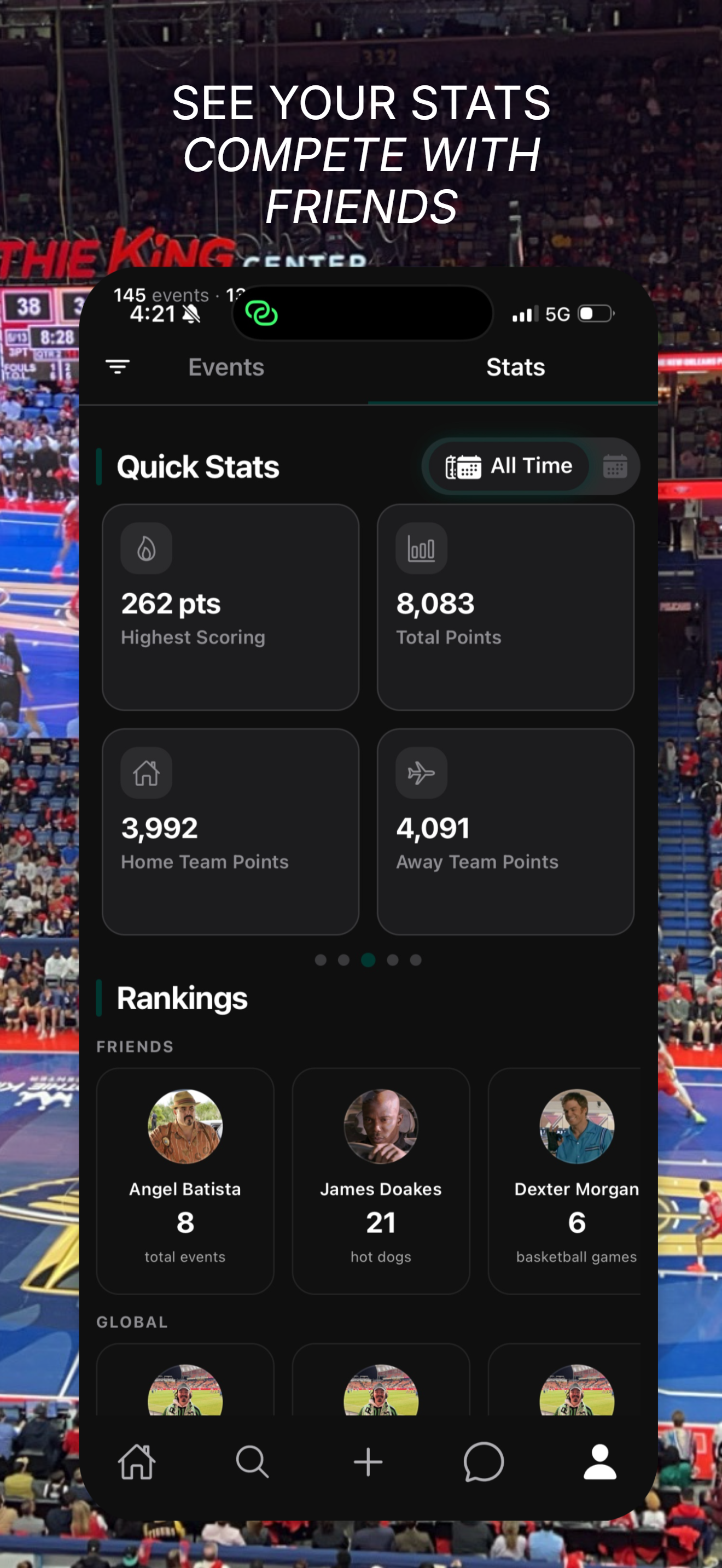 tcktd — stats and rankings with friends